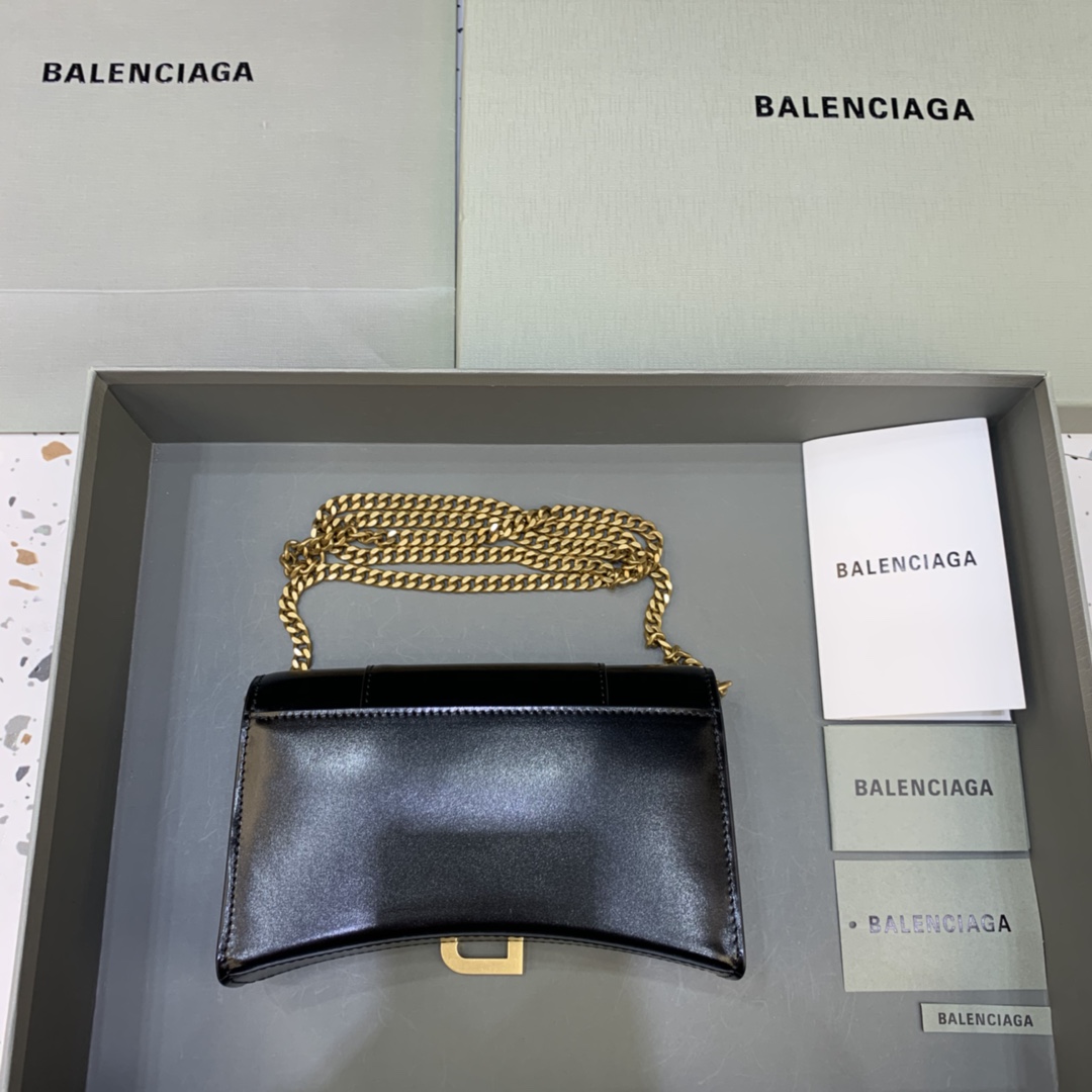 Balenciaga Small Hourglass Wallet With Chain Shoulder Bag Black